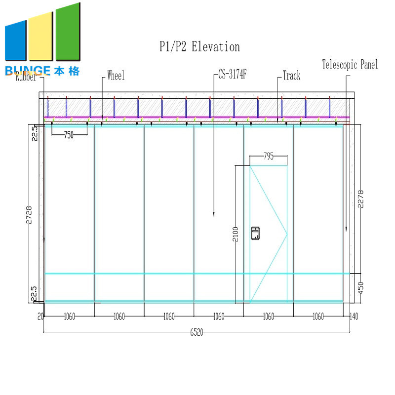 Conference Room Fire Resistant Folding Sliding Acoustic Movable Partition Walls