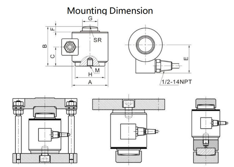 5 Ton 10 Ton 20 Ton 50 Ton 100 Ton 200 Ton 300 Ton 500 Ton Cell Sensor Compress Load Cell (B197F)