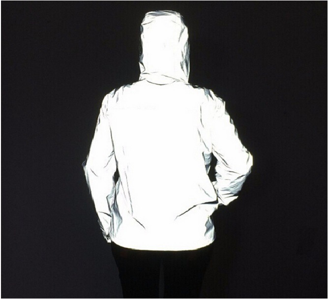 Hi Vis Hot Sale Fashionable Custom Silver Reflective Cycling Apparel Jacket Reflective Windproof Running Jacket