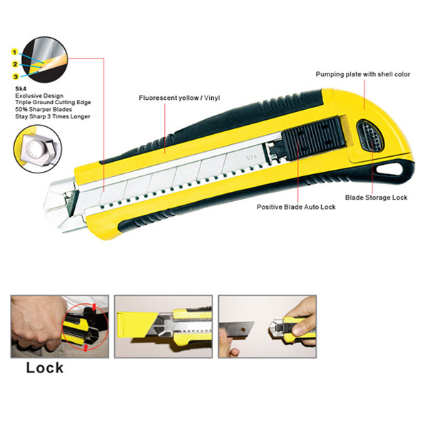 Co-Molded Utility Knife Cutter Tools Rubber Cutting Utility Knife