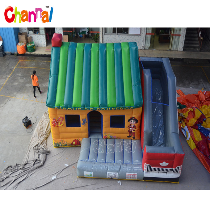 Firefighter Inflatable Combo Bouncer and Slide Inflatable Jumping House