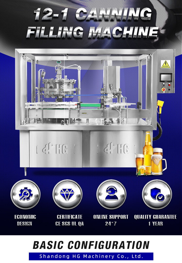 Beer Gas-Containing Beverage Can Filling Filler and Seamer Machine