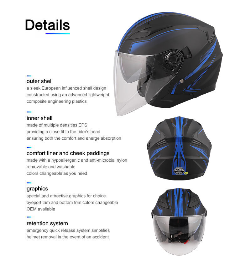 Double Visors Motorcycle Summer Helmets with Bets Price Half Helmets