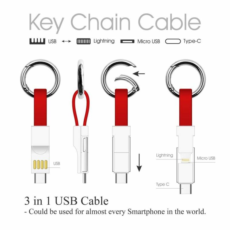 Key Chain Multi Charging Portable Travel Short Cables Data Charging Cord