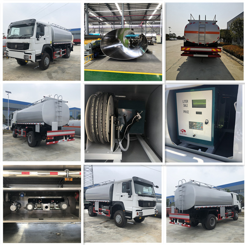 4WD Sinotruck HOWO 4X4 290HP 10000 Liters 12000 Liters to 15000 Liters Fuel Tank Oil Transport Truck