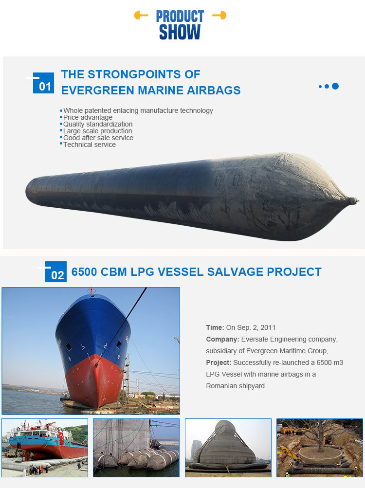 High Buoyancy Marine Boat Rubber Ship Launching Airbag Salvage Tube Salvage Airbag for Sale