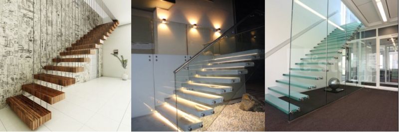 Modern Prefabricated Staircase Wood Floating Stair Steel Stringer Stair