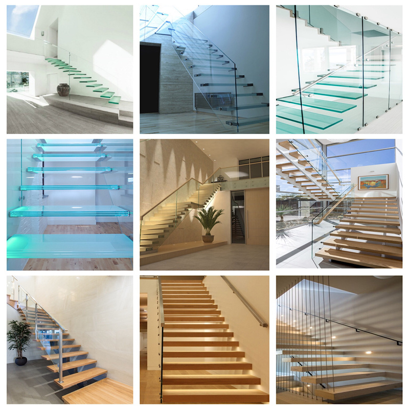 Modern Striaght Staircase Indoor Wooden Stair Step Straight Staircase