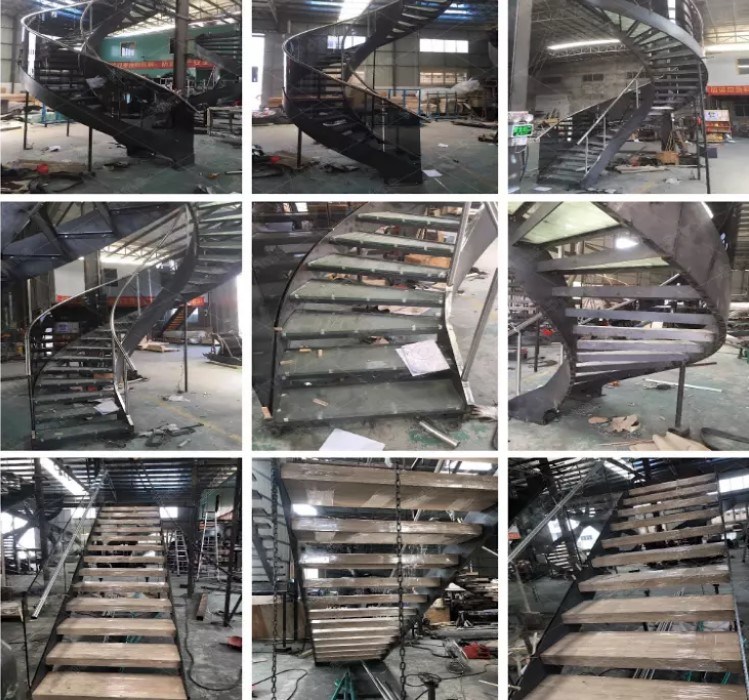 Modern Prefabricated Staircase Wood Floating Stair Steel Stringer Stair