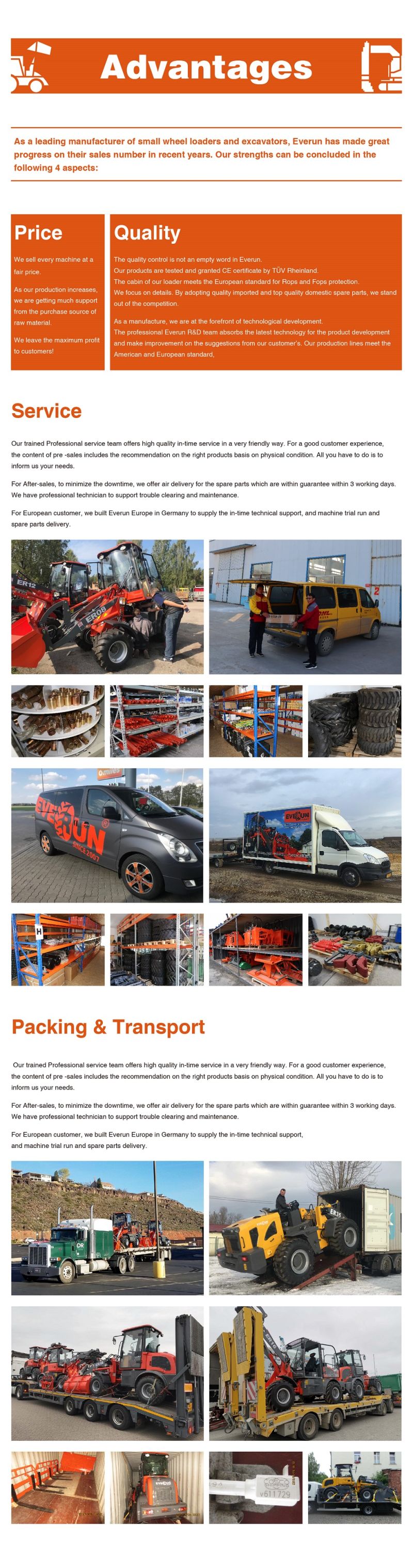 China Everun Er408t Hydraulic Bucket Small Mini Wheel Loaders From China Factory