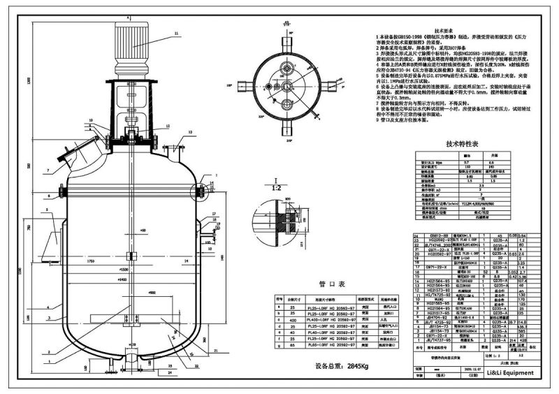 3000 Liter Carbon Steel Reactor with Agitator System