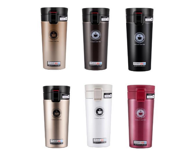 Sport 12oz 380ml Black Vacuum Insulated Stainless Steel Coffee Thermos Cup Bounce Cover Vehicle Bottle
