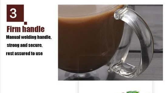 Manufacture Custom Coffee Tea High Borosilicate Handle Heat Resistant Mug Food Grade Hot Insulated Glass Cup