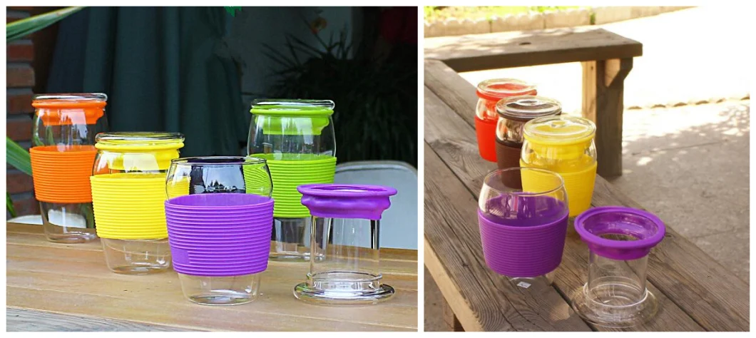 600ml Sport Tea Cup with Infuser Portable Glass Tea Cup with Silicone Sleeve Sport Glass Cup