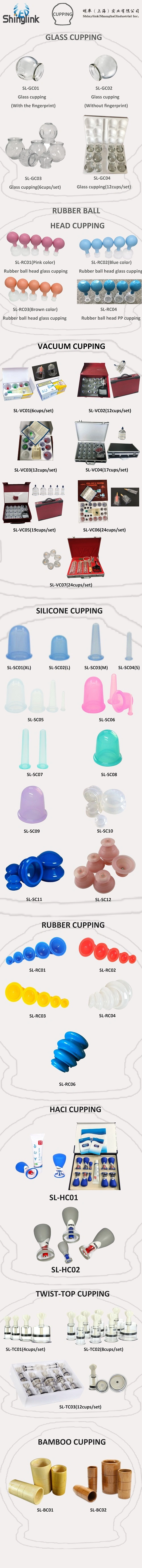 Rubber and Glass Vacuum Cupping Cups Set