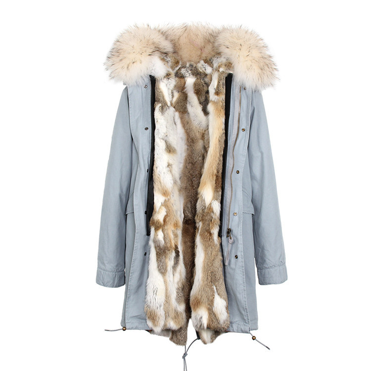Fur Lined Parka Fox Fur Lady Winter Fur Coat Jacket