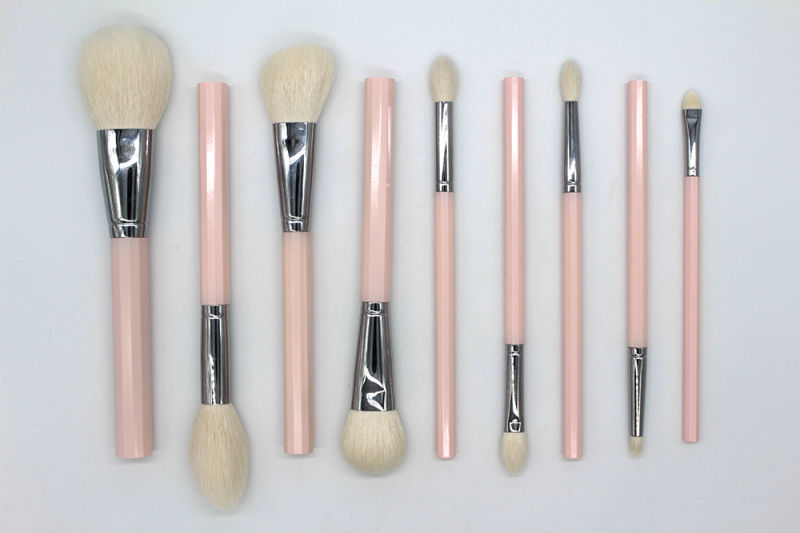 Highwoo 9PCS Cosmetic Makeup Brushes Set Pink Make up Brushes Custom Logo