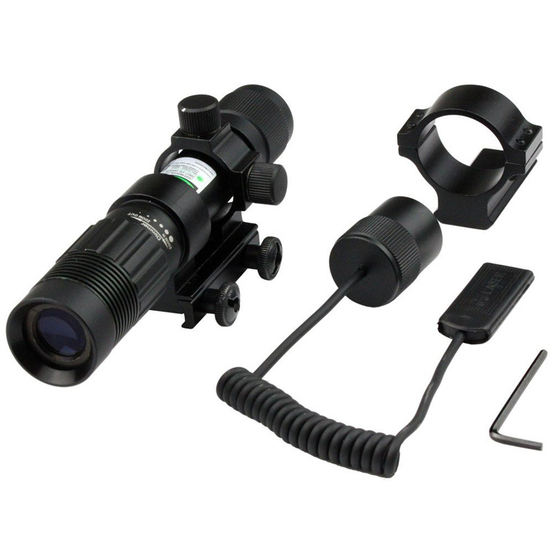 Adjustable Green Laser Sight Designator/Illuminator/Flashlight W/Weaver Mount