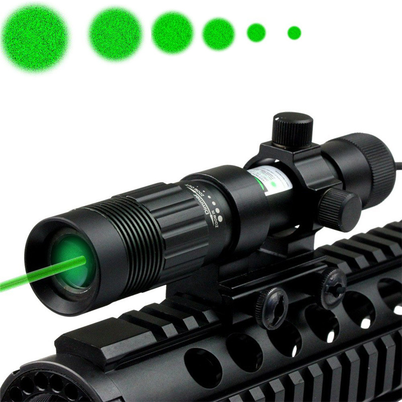 Adjustable Green Laser Sight Designator/Illuminator/Flashlight W/Weaver Mount