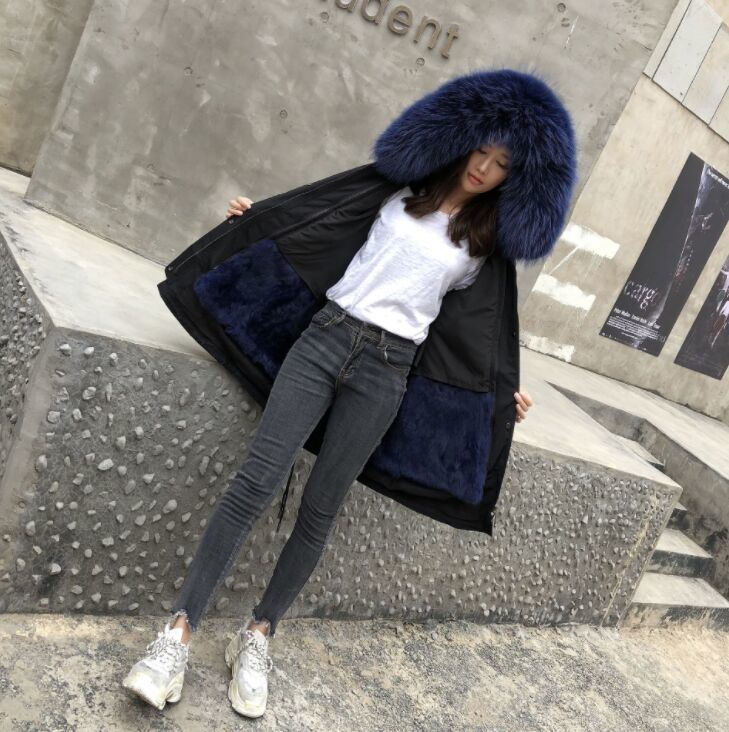 Fur Lined Parka Fox Fur Lady Winter Fur Coat Jacket