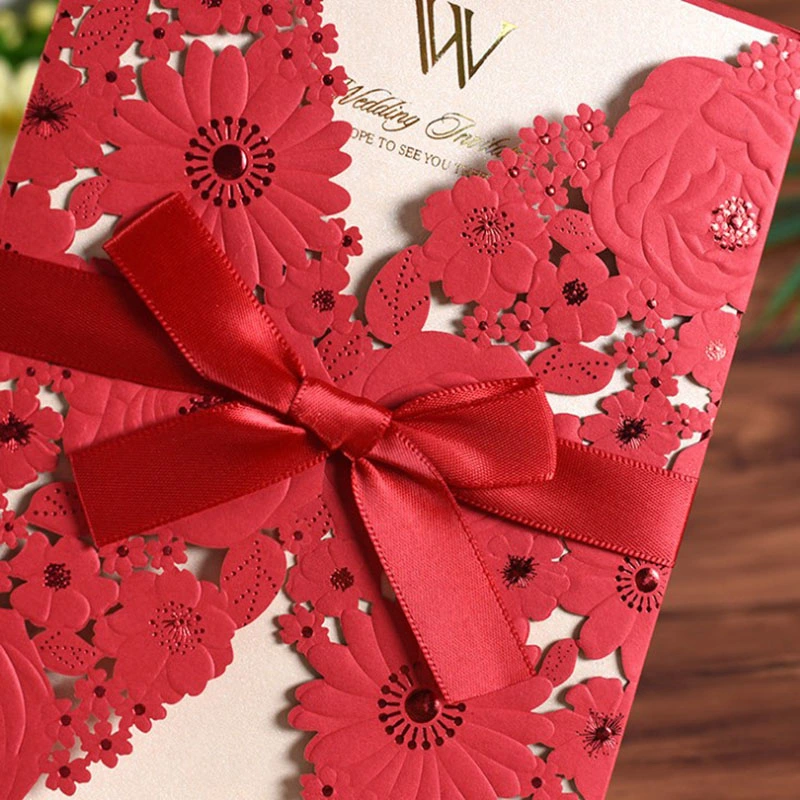 Luxury Wedding Invitation Card Laser Cut Card with Sheet