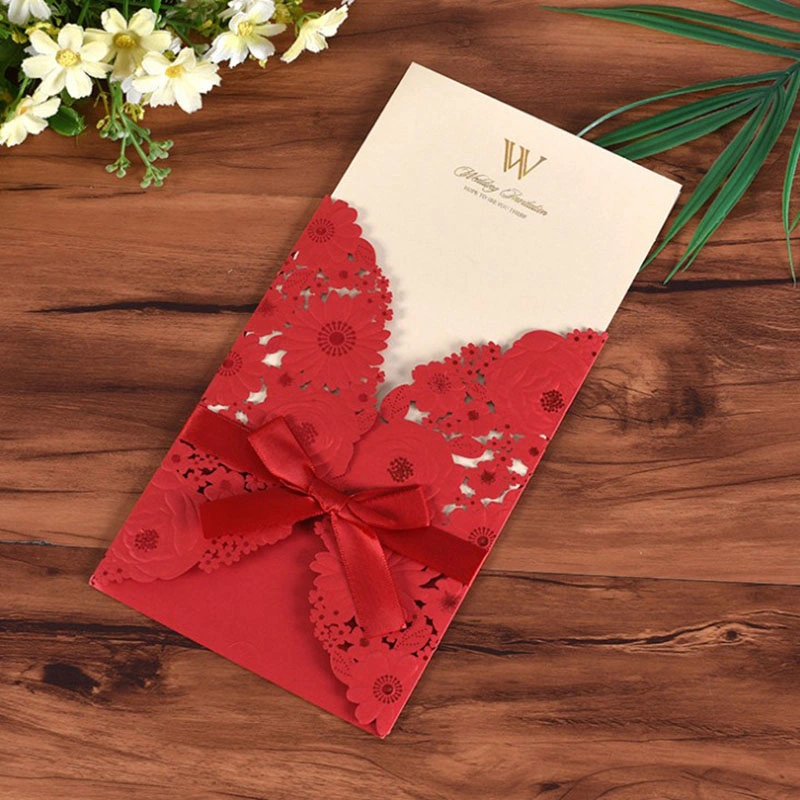 Luxury Wedding Invitation Card Laser Cut Card with Sheet