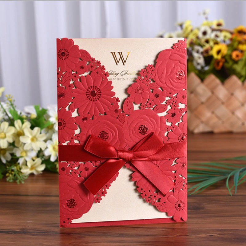 Luxury Wedding Invitation Card Laser Cut Card with Sheet