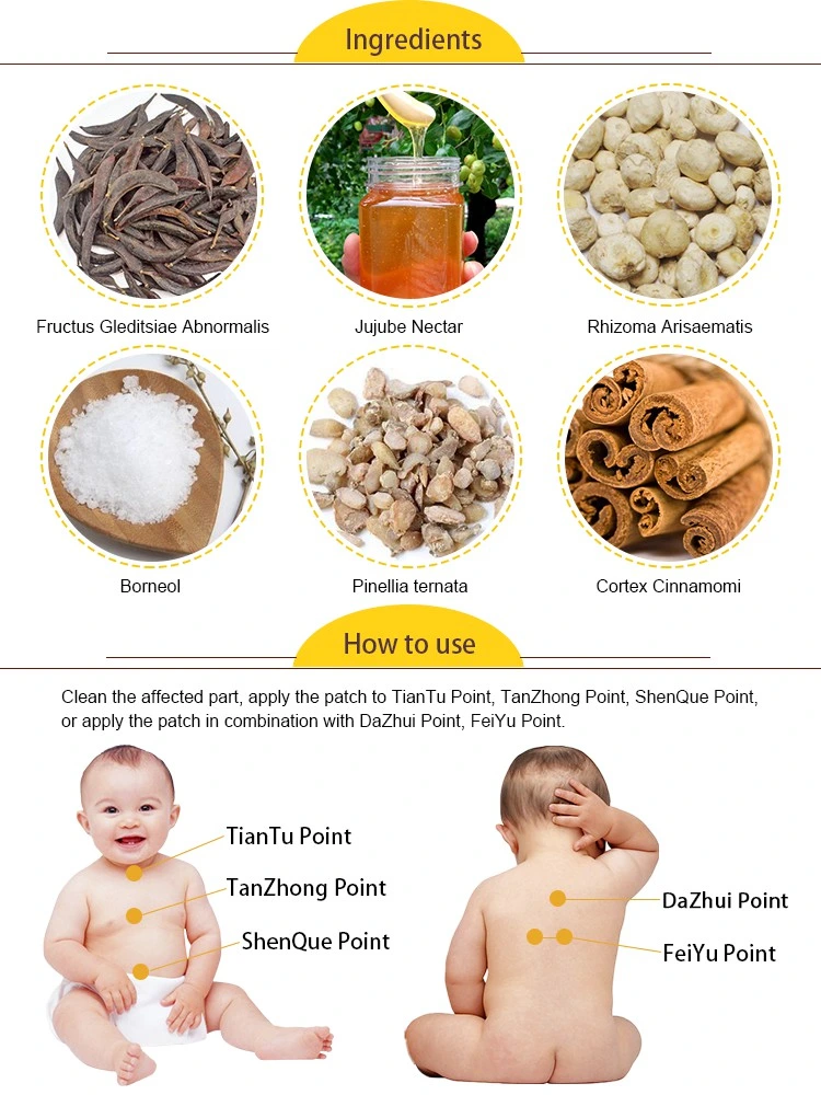 Custom Color Box Natural Herbal Extract Baby Anti Cough Patch