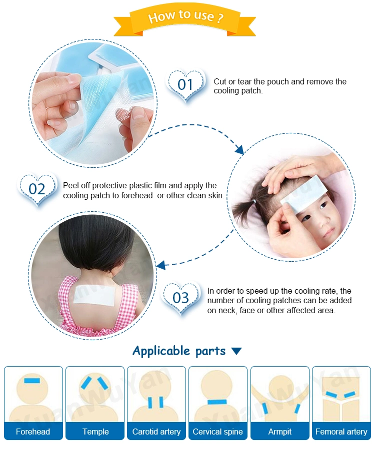 Medical Adhesive Herbal Mint Cooling Gel Patch for Fever Reduce