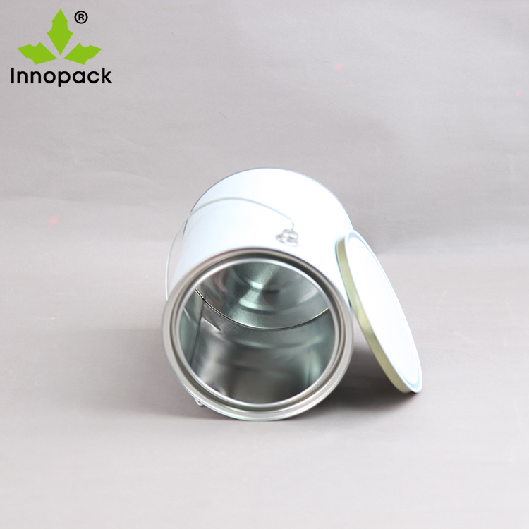 White Printed Round 5L Tin Can with Plain Inside