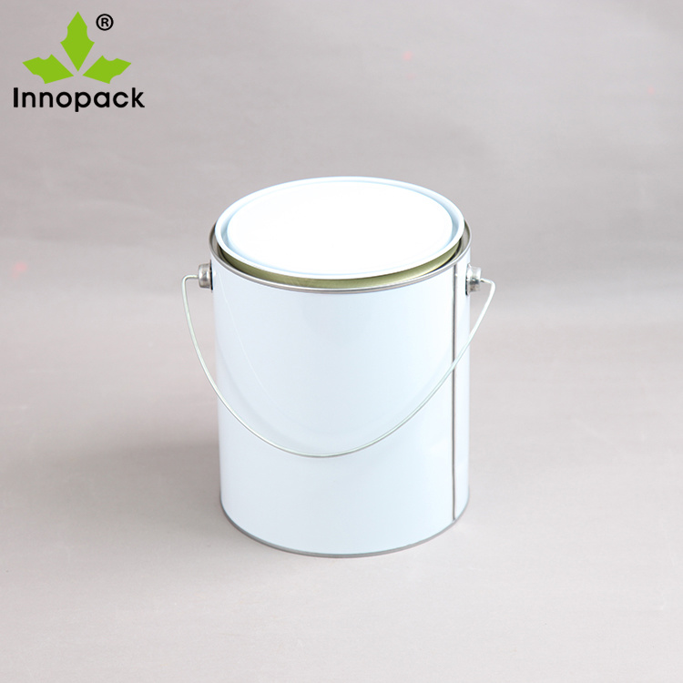 White Printed Round 5L Tin Can with Plain Inside