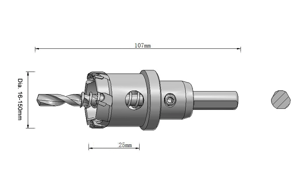 25mm Cutting Depth Hole Saw Cutting Tool