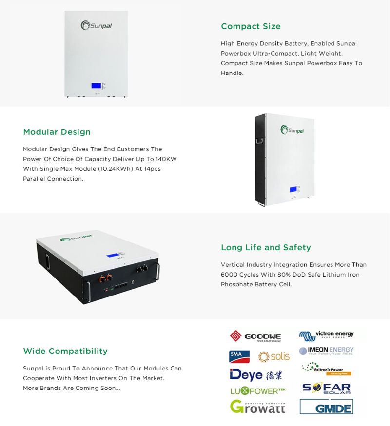 Sunpal Powerwall 48V 100ah 150ah 200ah Ion Battery Lithium Ion Solar Battery in Stock