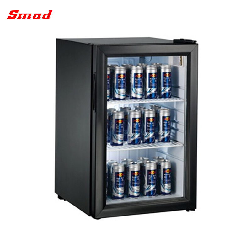 48L Mini Glass Door Beverage Refrigerator Transparent Fridge