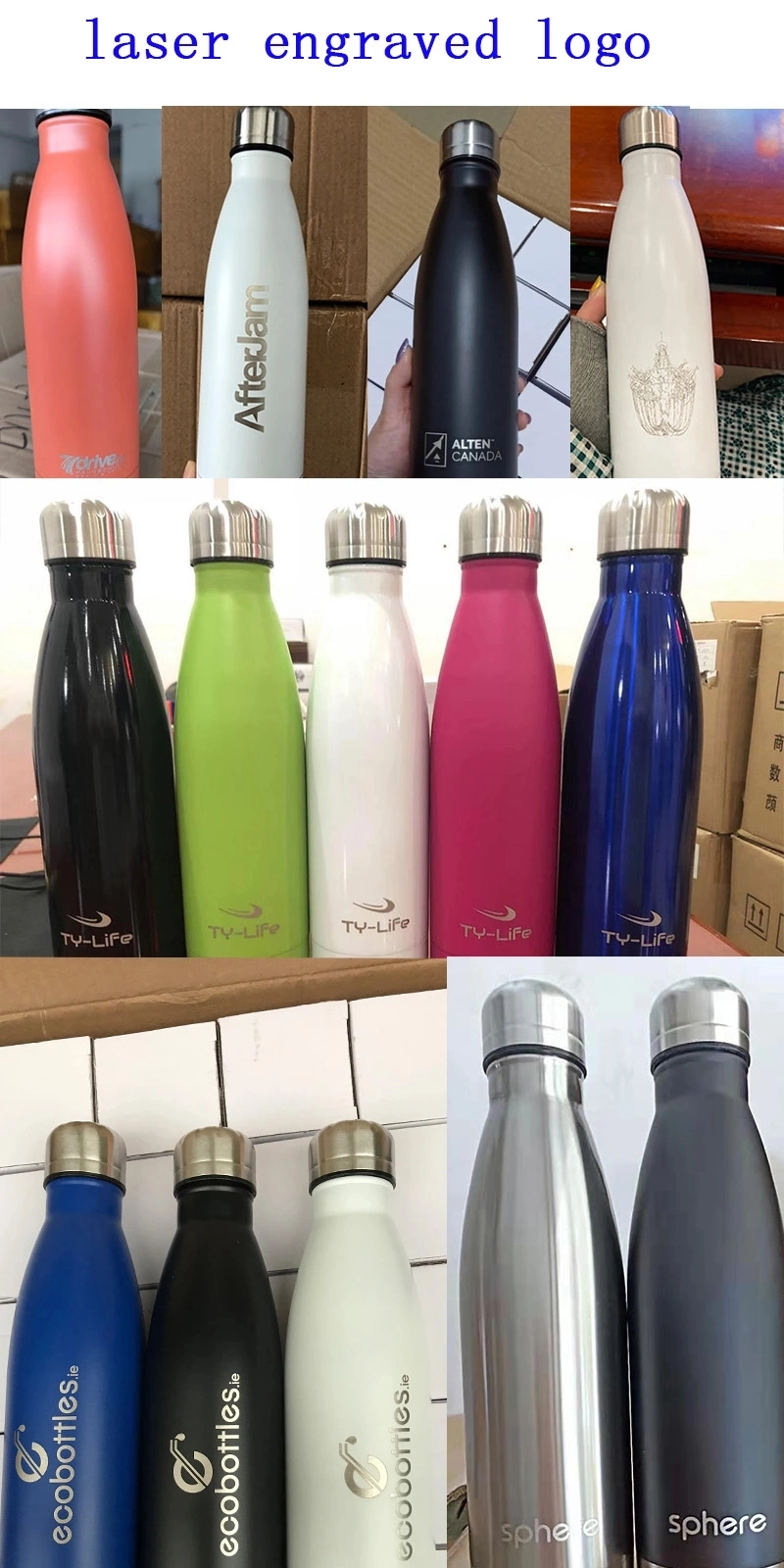 500ml/17oz/750ml/25oz Stainless Steel Insulated Double Wall Vacuum Cola Bottle