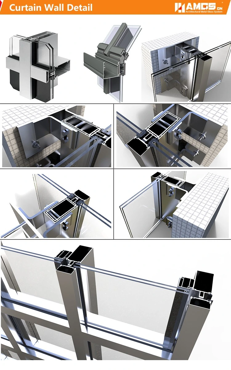 Commercial Building Fabrication and Engineering Low-E Glass Aluminum Frame Glass Curtain Wall Concealed Frame Curtain Wall