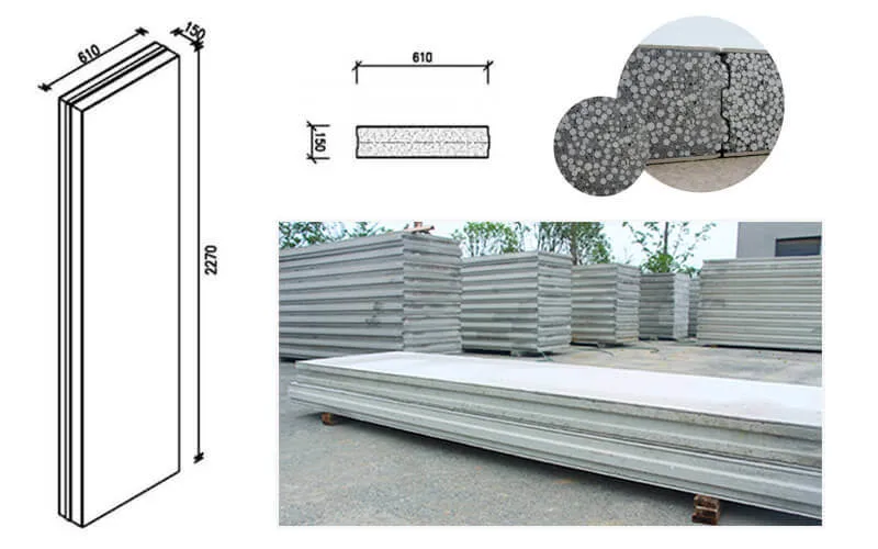 4 Hours Fireproof EPS Cement Sandwich Wall Panel for Interior/Exterior Walls