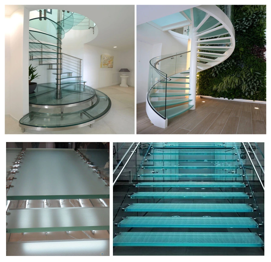 30mm Sgp Clear Tempered Laminated Glass Tread Steps for Spiral Staircases