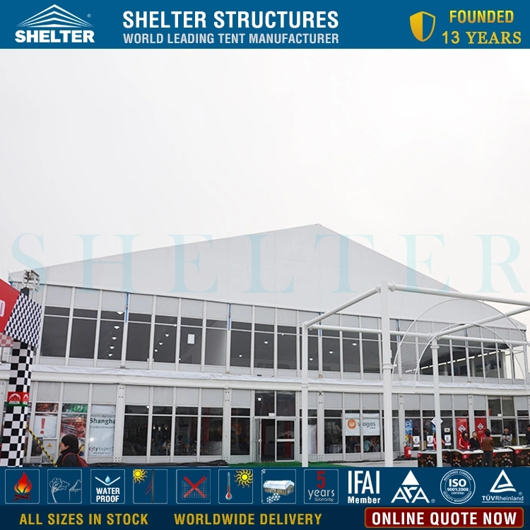 The Aluminium Double-Decker Units Include Glass Walls ABS Hard Walls VIP Cassette Flooring Tent