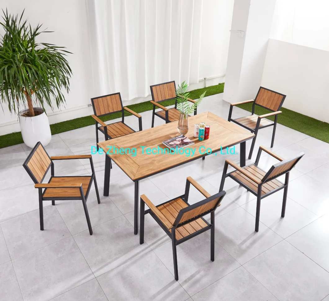 Outdoor Aluminum Patio Plastic Wood Outdoor Table Set Picnic Garden Furniture