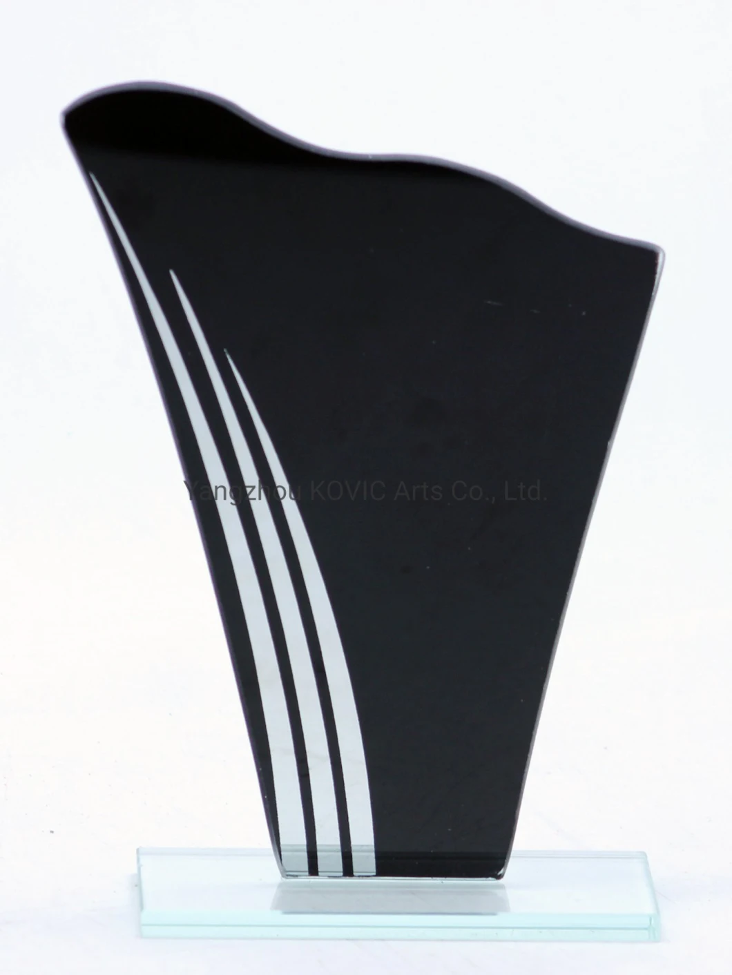 Fine Line Design Black Ink Glass Trophy, Crystal, Crystal Trophy