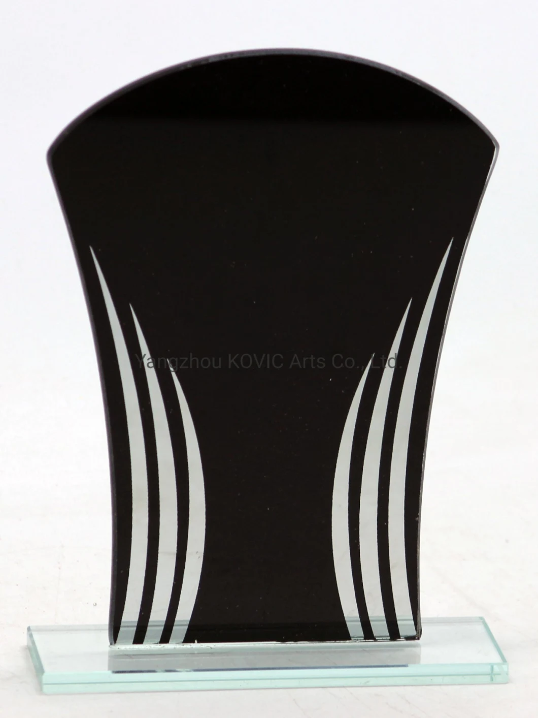 Fine Line Design Black Ink Glass Trophy, Crystal, Crystal Trophy