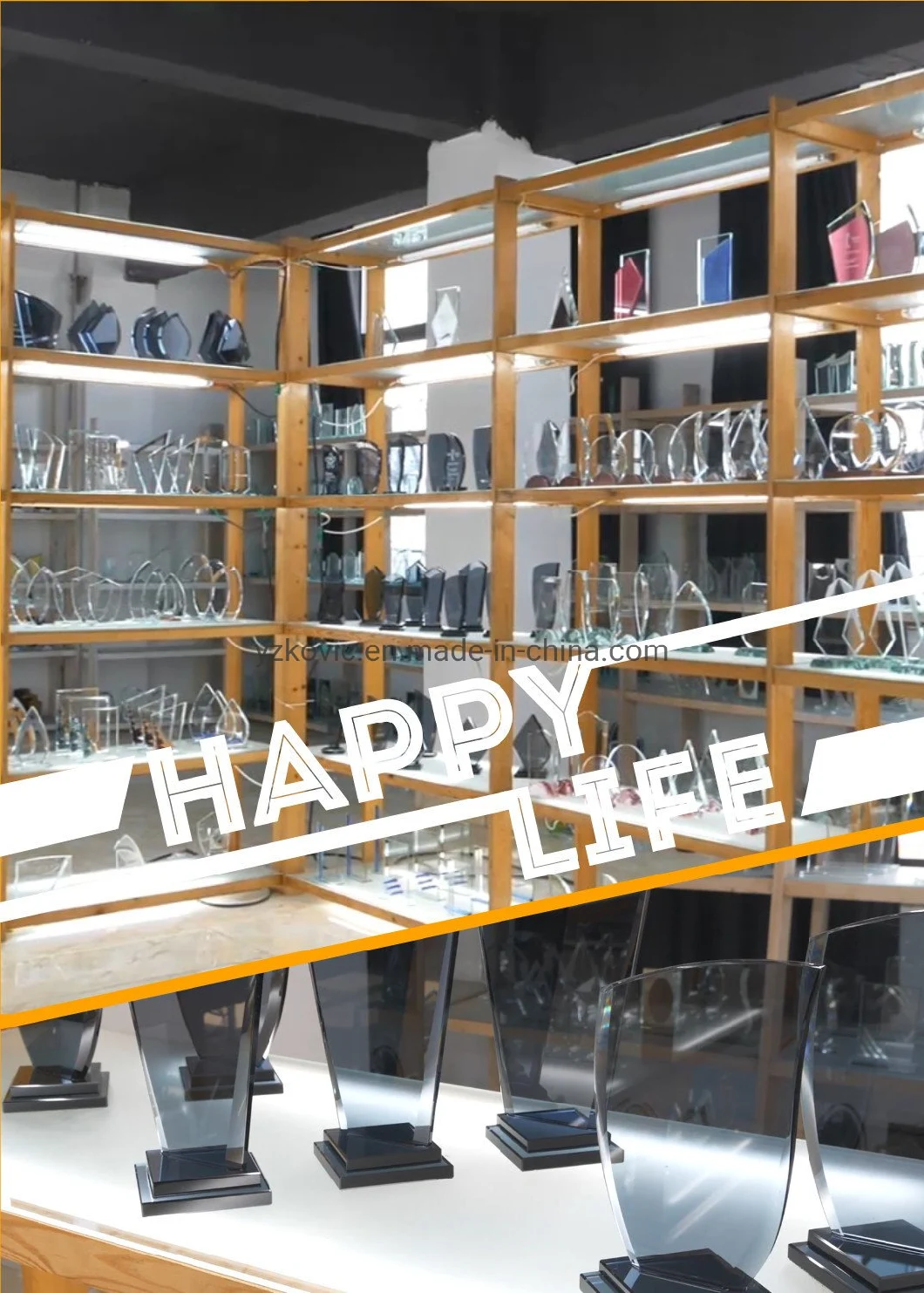 Jade Glass Crystal Trophy Crystal Award Customized