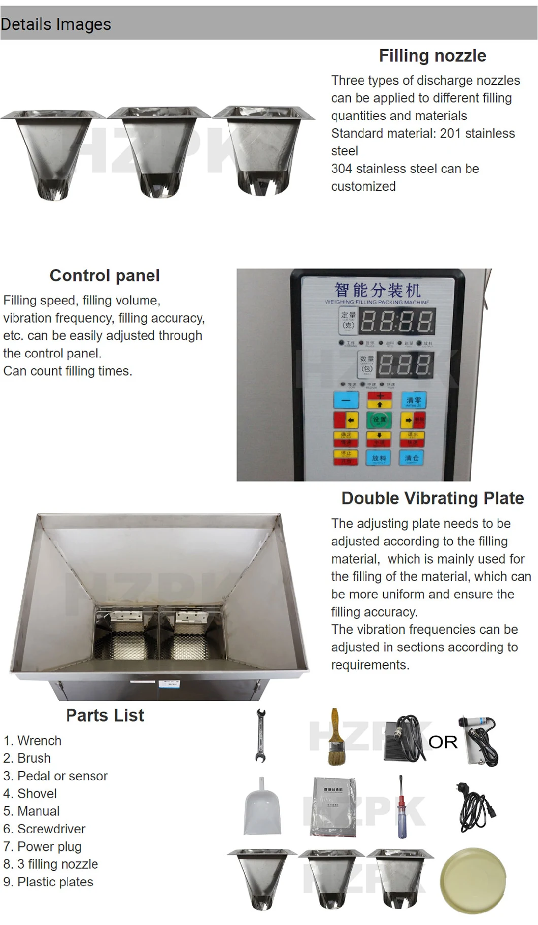 Hzpk Hzgf-2000 Granules Small Overflow Granules Filling Machine