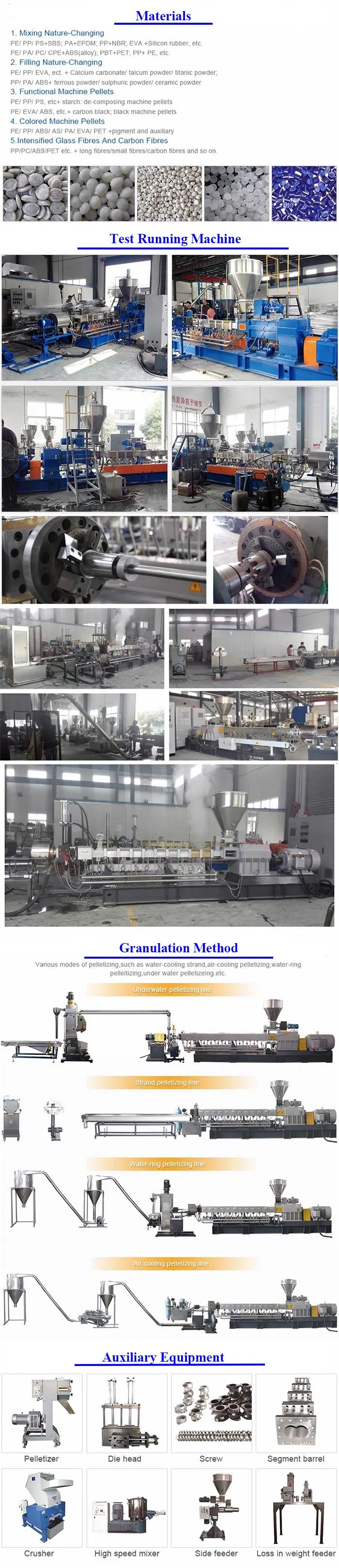 Co-Rotating Twin Screw Extruder, Color Masterbatch Making Machine, PP PE Film Pelletizing Machine for Sale