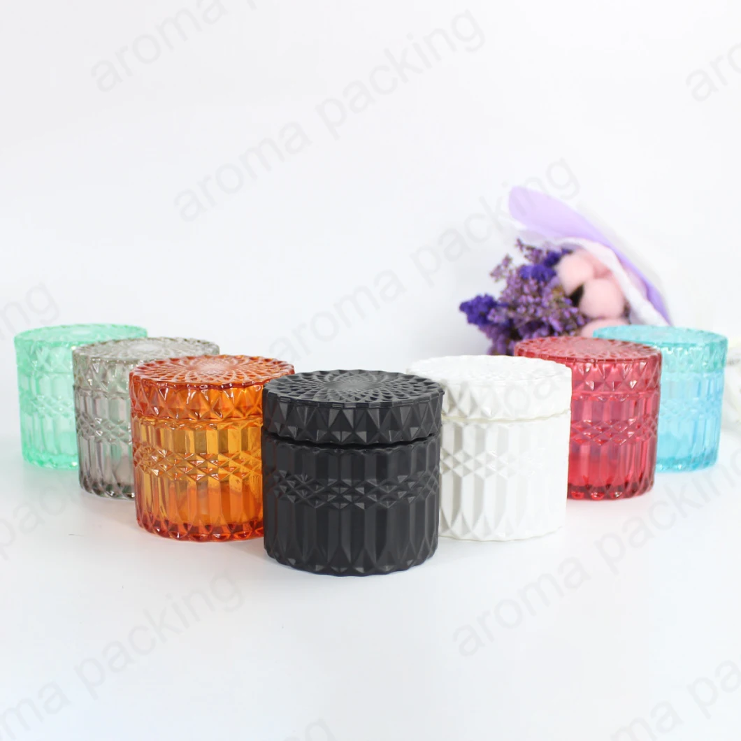 Hot Sale Round Shape Candle Glass Jar with Glass Lid Candy Jar Candle Holder