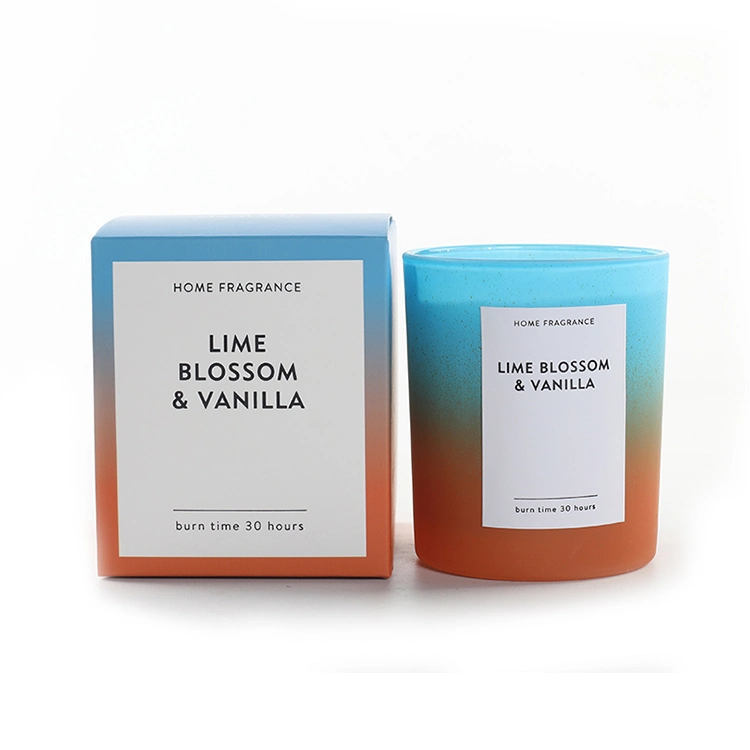 Special Design Widely Used Gradient Color Glass Jar Scented Candle with Folding Box