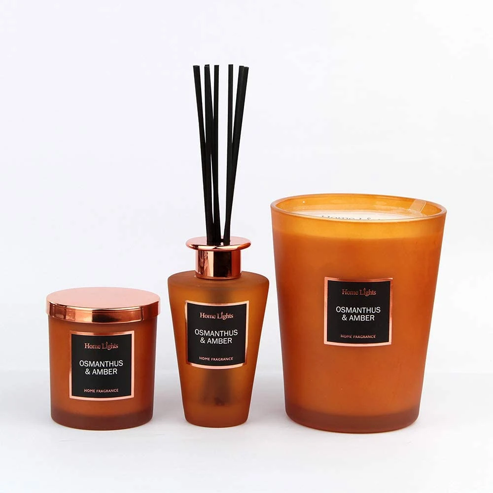 Home Lights Luxury Scented Candle Holders Glass Candle Cups with Metal Lid and Gift Box