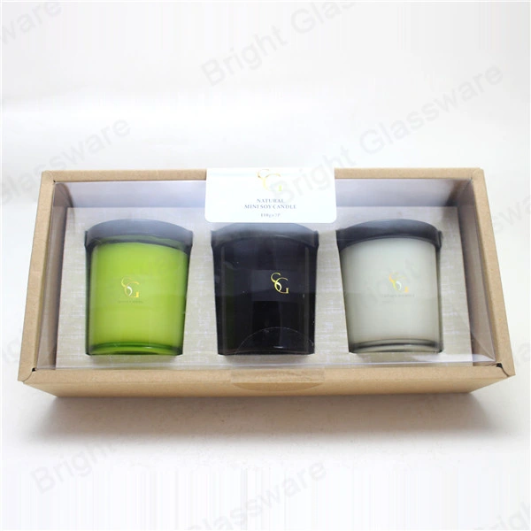 Luxury Set of 2oz Scented Candle in Glass Jar with Metal Lid and PVC Box