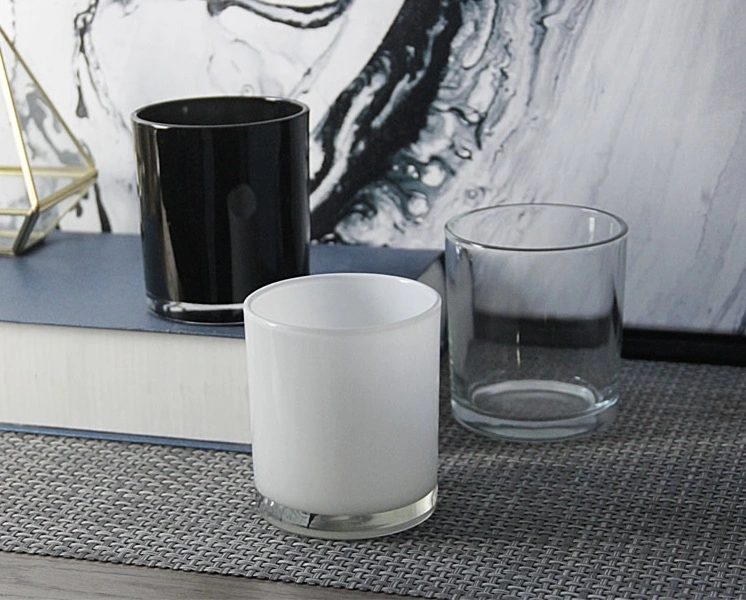 Simple Black and White Transparent Glass DIY Scented Candle Holder